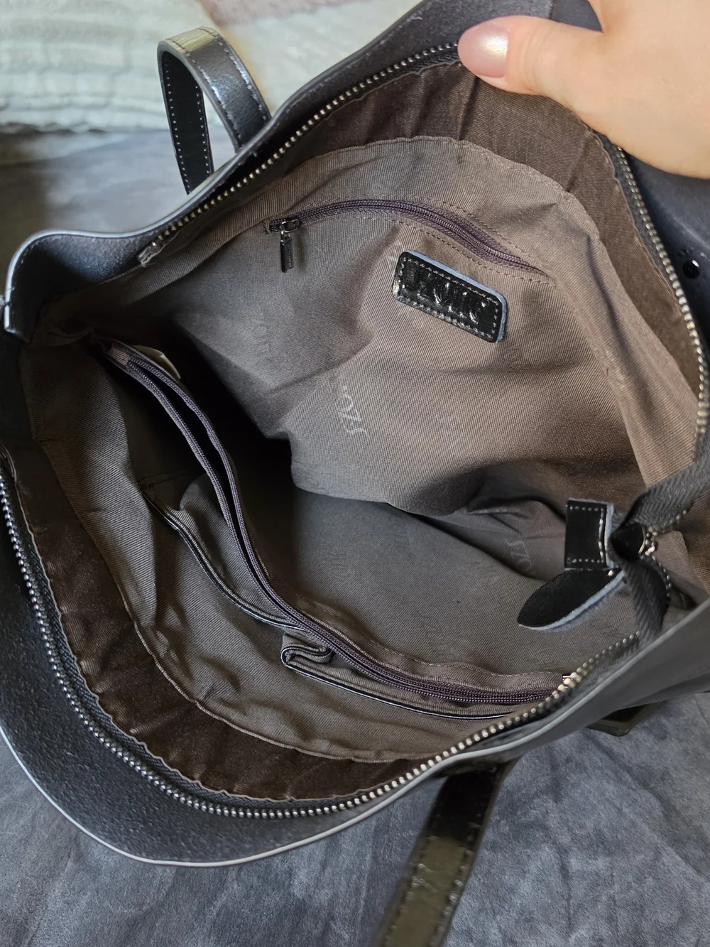 Polished Black Leather Tote - Everyday Work Bag